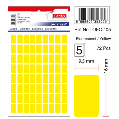 Tanex Ofc-105 Flo Sarı Ofis Etiketi