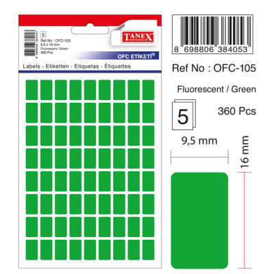 Tanex Ofc-105 Flo Yeşil Ofis Etiketi