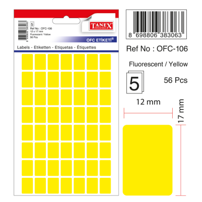 Tanex Ofc-106 Flo Sarı Ofis Etiketi