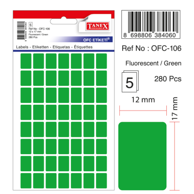 Tanex Ofc-106 Flo Yeşil Ofis Etiketi