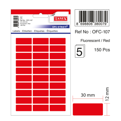 Tanex Ofc-107 Flo Kırmızı Ofis Etiketi