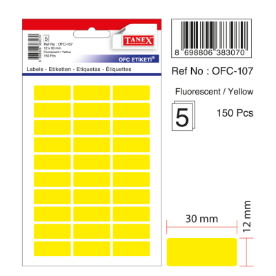 Tanex Ofc-107 Flo Sarı Ofis Etiketi