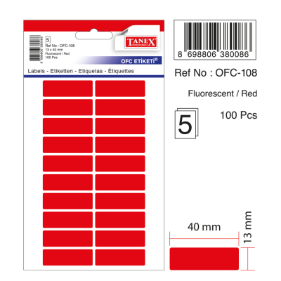 Tanex Ofc-108 Kırmızı Ofis Etiketi