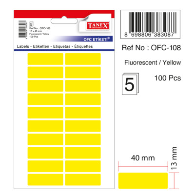 Tanex Ofc-108 Sarı Ofis Etiketi