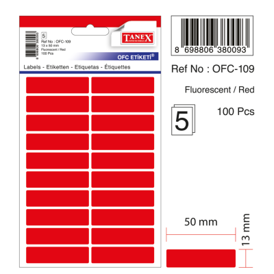 Tanex Ofc-109 Flo Kırmızı Ofis Etiketi