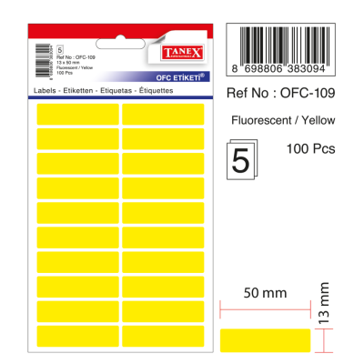 Tanex Ofc-109 Flo Sarı Ofis Etiketi