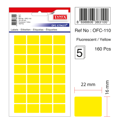 Tanex Ofc-110 Flo Sarı Ofis Etiketi