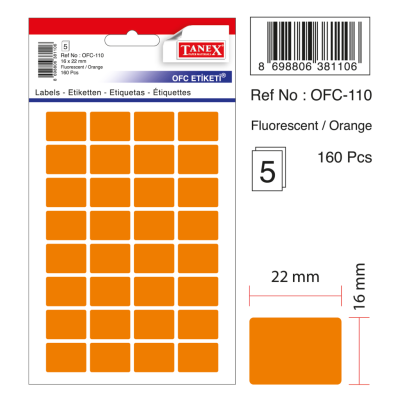 Tanex Ofc-110 Flo Turuncu Ofis Etiketi