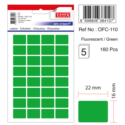 Tanex Ofc-110 Flo Yeşil Ofis Etiketi