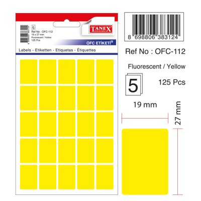 Tanex Ofc-112 Flo Sarı Ofis Etiketi