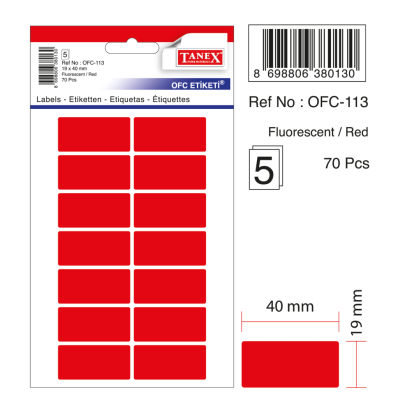 Tanex Ofc-113 Flo Kırmızı Ofis Etiketi