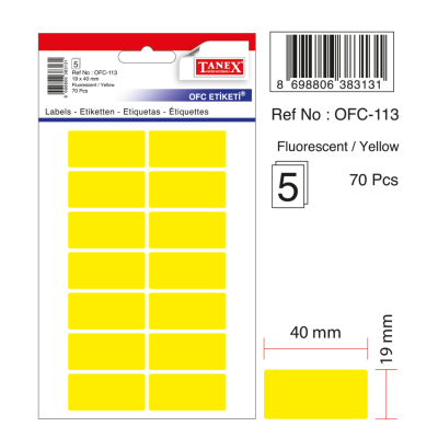 Tanex Ofc-113 Flo Sarı Ofis Etiketi