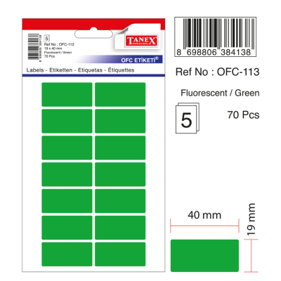 Tanex Ofc-113 Flo Yeşil Ofis Etiketi