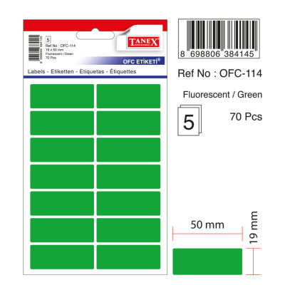 Tanex Ofc-114 Flo Yeşil Ofis Etiketi