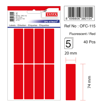 Tanex Ofc-115 Flo Kırmızı Ofis Etiketi