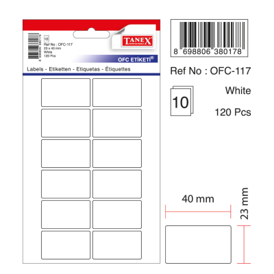 Tanex Ofc-117 Beyaz Ofis Etiketi