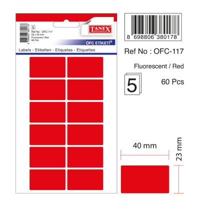 Tanex Ofc-117 Flo Kırmızı Ofis Etiketi