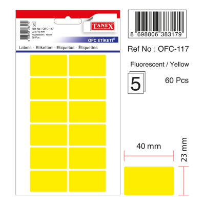 Tanex Ofc-117 Flo Sarı Ofis Etiketi