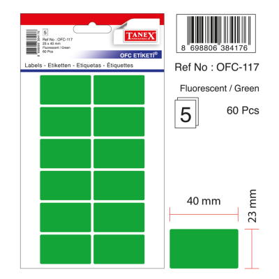 Tanex Ofc-117 Flo Yeşil Ofis Etiketi