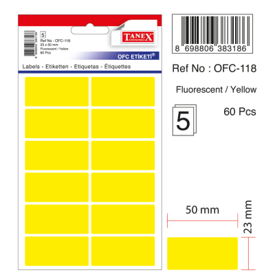 Tanex Ofc-118 Flo Sarı Ofis Etiketi