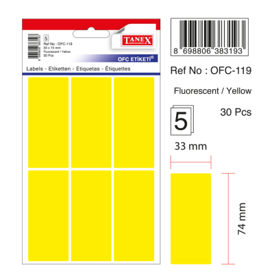 Tanex Ofc-119 Flo Sarı Ofis Etiketi