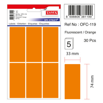 Tanex Ofc-119 Flo Turuncu Ofis Etiketi