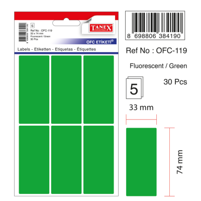 Tanex Ofc-119 Flo Yeşil Ofis Etiketi