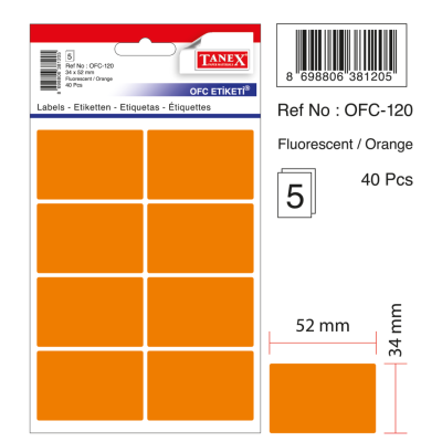 Tanex Ofc-120 Flo Turuncu Ofis Etiketi