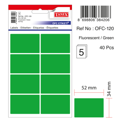 Tanex Ofc-120 Flo Yeşil Ofis Etiketi