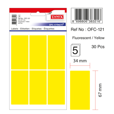 Tanex Ofc-121 Flo Sarı Ofis Etiketi