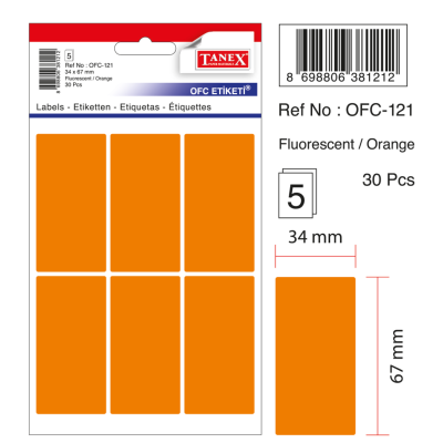 Tanex Ofc-121 Flo Turuncu Ofis Etiketi