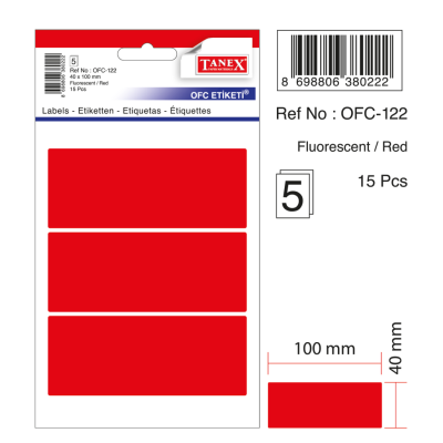 Tanex Ofc-122 Flo Kırmızı Ofis Etiketi