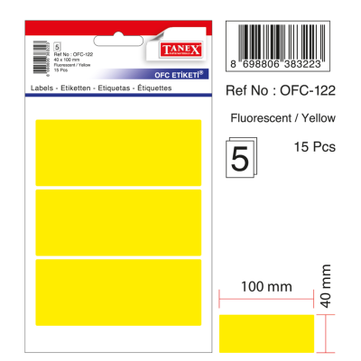 Tanex Ofc-122 Flo Sarı Ofis Etiketi