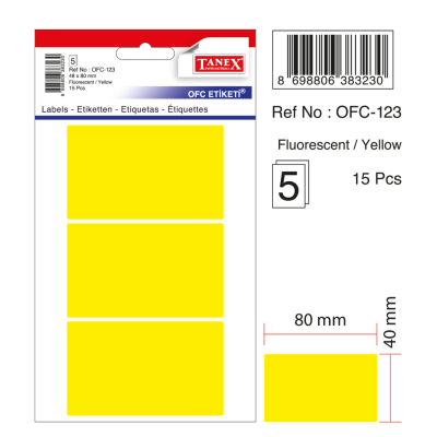 Tanex Ofc-123 Flo Sarı Ofis Etiketi