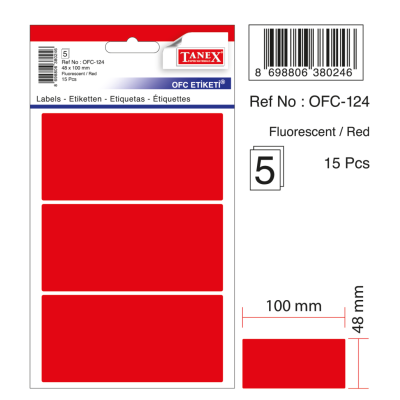 Tanex Ofc-124 Flo Kırmızı Ofis Etiketi