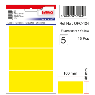 Tanex Ofc-124 Flo Sarı Ofis Etiketi