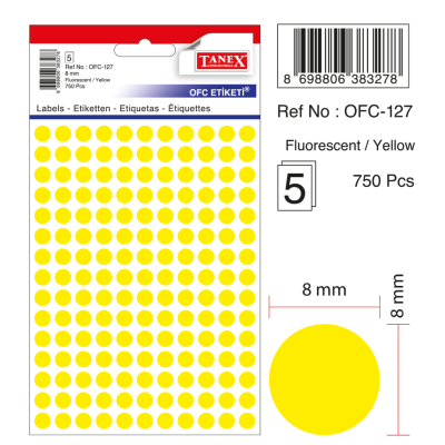 Tanex Ofc-127 Flo Sarı Ofis Etiketi