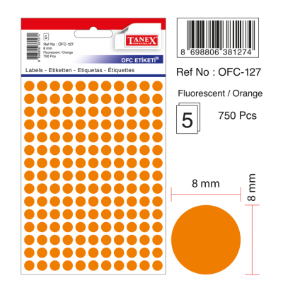 Tanex Ofc-127 Flo Turuncu Ofis Etiketi