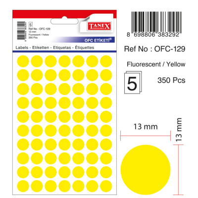 Tanex Ofc-129 Flo Sarı Ofis Etiketi