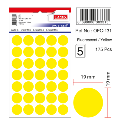 Tanex Ofc-131 Flo Sarı Ofis Etiketi