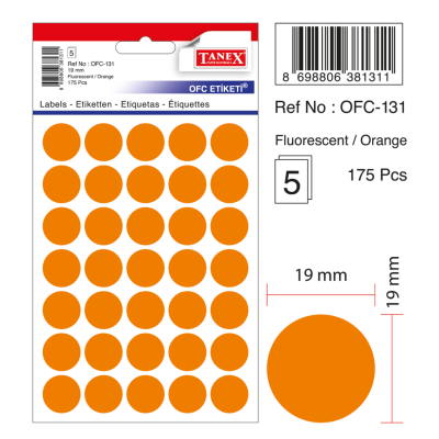 Tanex Ofc-131 Flo Turuncu Ofis Etiketi