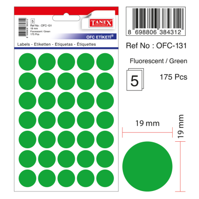 Tanex Ofc-131 Flo Yeşil Ofis Etiketi