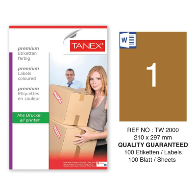 Tanex TW-2000 210x297mm Kraft Etiket 100 Lü Paket