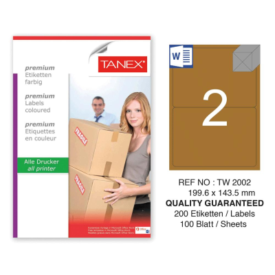 Tanex TW-2002 199,6x143,5 mm Kraft Etiket 100 Lü Paket