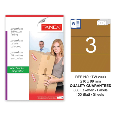 Tanex TW-2003 210x99 mm Kraft Etiket 100 Lü Paket