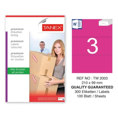 Tanex TW-2003 210x99mm Pembe Pastel Laser Etiket 100 Lü