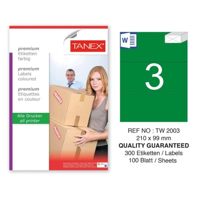 Tanex TW-2003 210x99mm Yeşil Pastel Laser Etiket 100 Lü