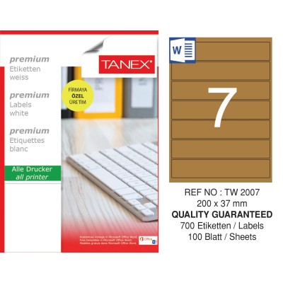 Tanex TW-2007 200x37 mm Kraft Etiket 100 Lü Paket