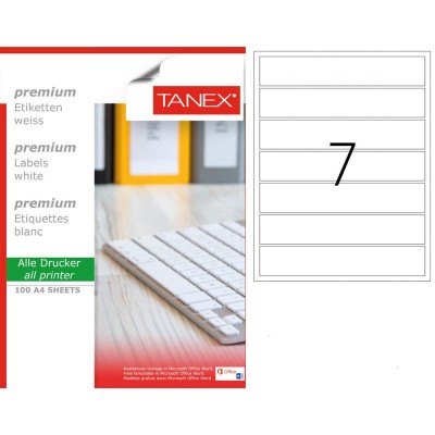 Tanex TW-2007 200x37mm Sökülebilir Etiket 100 Lü