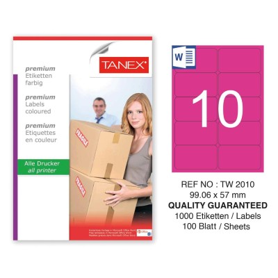 Tanex TW-2010 99,06x57mm Pembe Pastel Laser Etiket 100 Lü